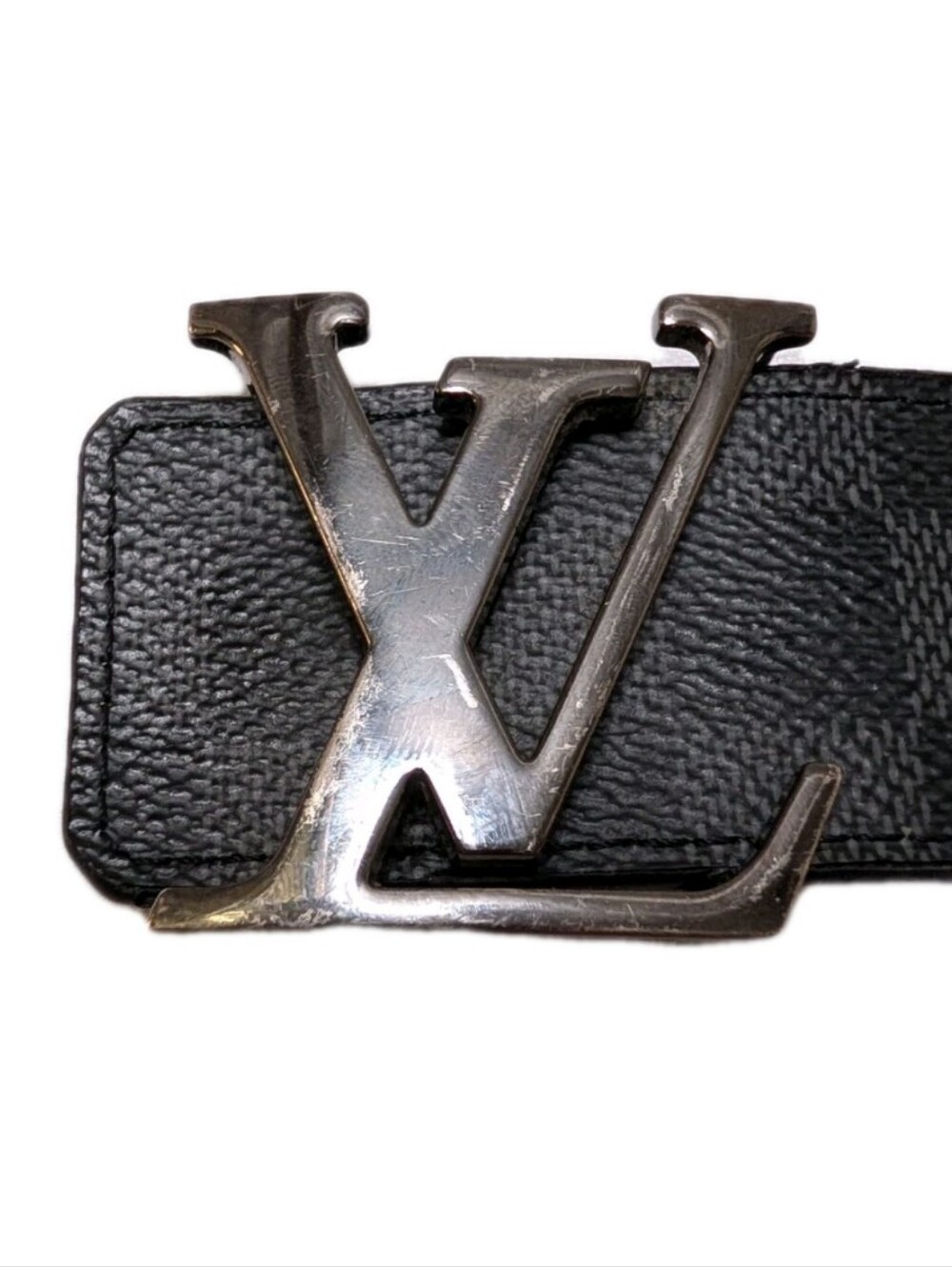 louis vuitton Leather Belt mens 90 / 36 Buckle Checkered Black M0213 - Picture 2 of 5